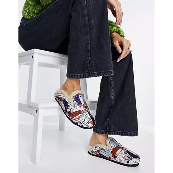 Free People textile damon cozy mules in print